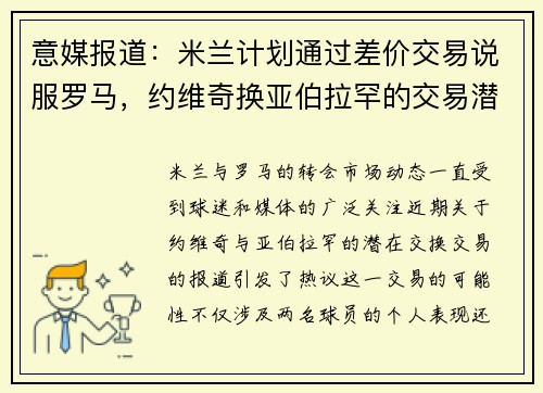 意媒报道：米兰计划通过差价交易说服罗马，约维奇换亚伯拉罕的交易潜力分析